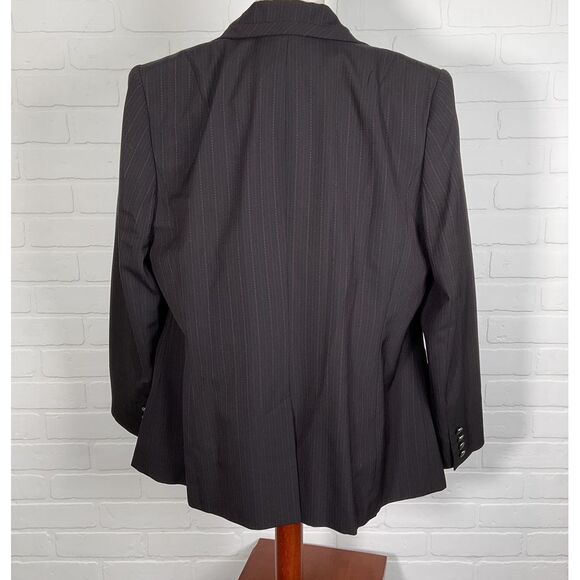 Amanda Smith Jacket Tank Women 14W Black‎ Red Pinstripe 2pc Career Retro VTG - Picture 3 of 15